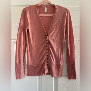 Zenana Outfitters Cardigan Sweater Women’s S Pink Button Up Knit top Long Sleeve